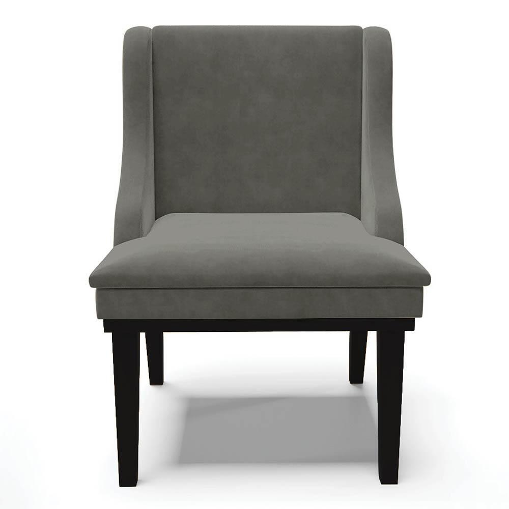 Kit 4 Cadeiras Estofadas Para Sala De Jantar Base Fixa De Madeira Preto Lia Suede Grafite - Ibiza - 8