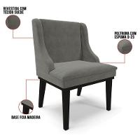 Kit 4 Cadeiras Estofadas Para Sala De Jantar Base Fixa De Madeira Preto Lia Suede Grafite - Ibiza - 3