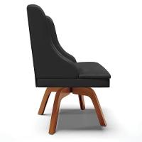 Kit 6 Cadeiras Estofadas Para Sala De Jantar Base Giratória De Madeira Lia Sintético Preto - Ibiza - 6