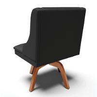 Kit 6 Cadeiras Estofadas Para Sala De Jantar Base Giratória De Madeira Lia Sintético Preto - Ibiza - 7