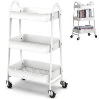 Prateleira De Metal Multiuso 3 Andares Com Rodinhas - Organização e Praticidade branco - 1