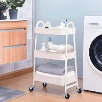 Prateleira De Metal Multiuso 3 Andares Com Rodinhas - Organização e Praticidade branco - 3