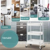 Prateleira De Metal Multiuso 3 Andares Com Rodinhas - Organização e Praticidade preto - 3