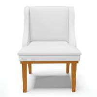 Kit 8 Cadeiras Estofadas Sala De Jantar Base Fixa De Madeira Castanho Lia Sintético Branco - Ibiza - 8