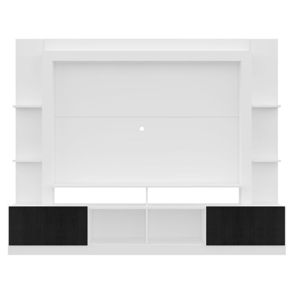 Rack Estante com Painel Tv 65 e 2 Portas Oslo Branco preto - 1