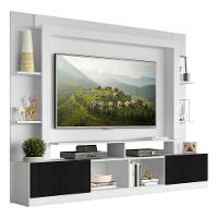 Rack Estante com Painel Tv 65 e 2 Portas Oslo Branco preto - 2