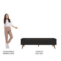 Rack Retrô Reims Para Tv Até 75" Pés De Madeira Preto