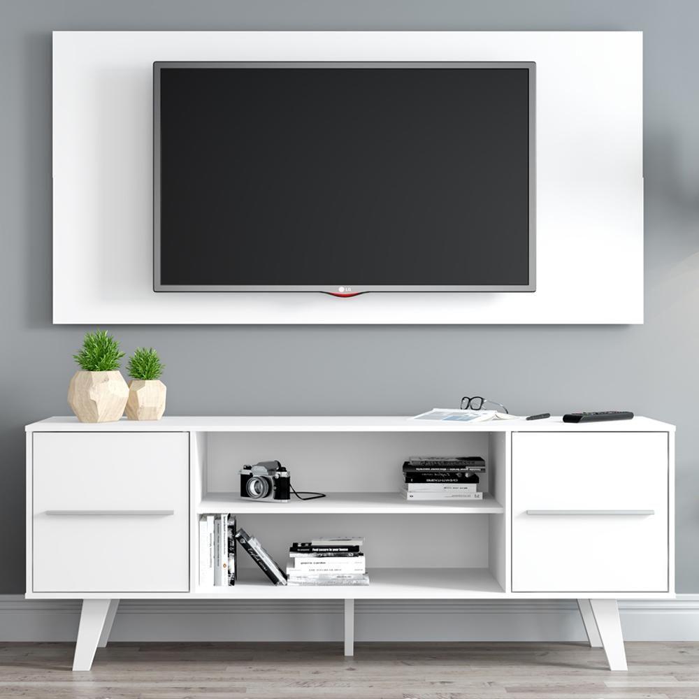 Rack e Painel para TV até 50" Copenhagen Branco Madesa - 1