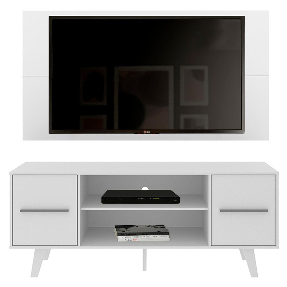Rack e Painel para TV até 50" Copenhagen Branco Madesa - 4
