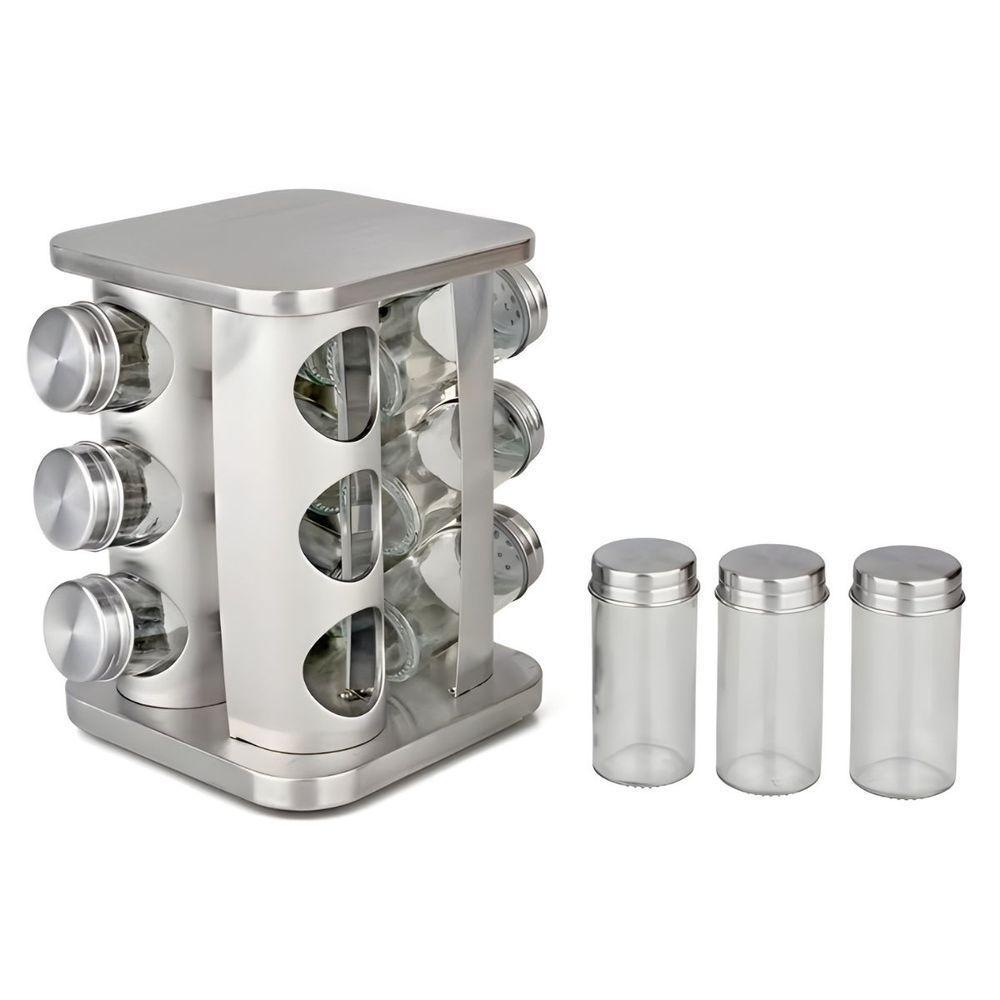 Porta Condimentos Giratório Com 12 Potes De Vidro - Organização E Elegância - 1