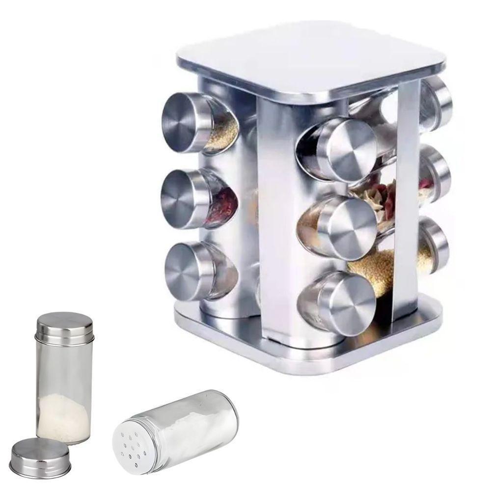 Porta Condimentos Giratório Com 12 Potes De Vidro - Organização E Elegância - 2