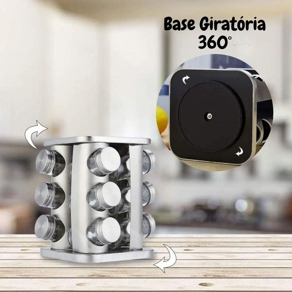 Porta Condimentos Giratório Com 12 Potes De Vidro - Organização E Elegância - 3