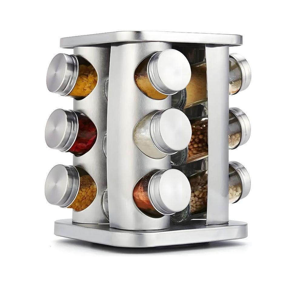Porta Condimentos Giratório Com 12 Potes De Vidro - Organização E Elegância - 9