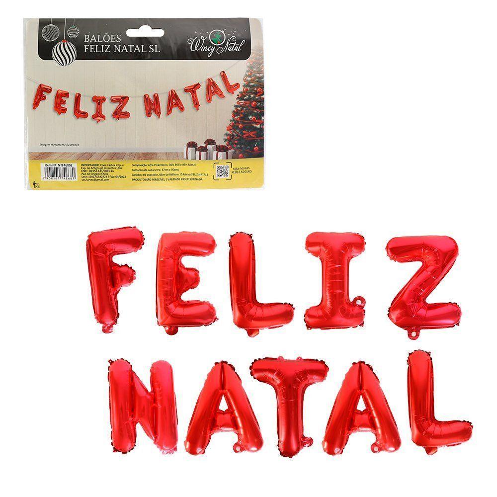 Kit De Balões Metalizados Vermelho 37cm ? Feliz Natal - 1