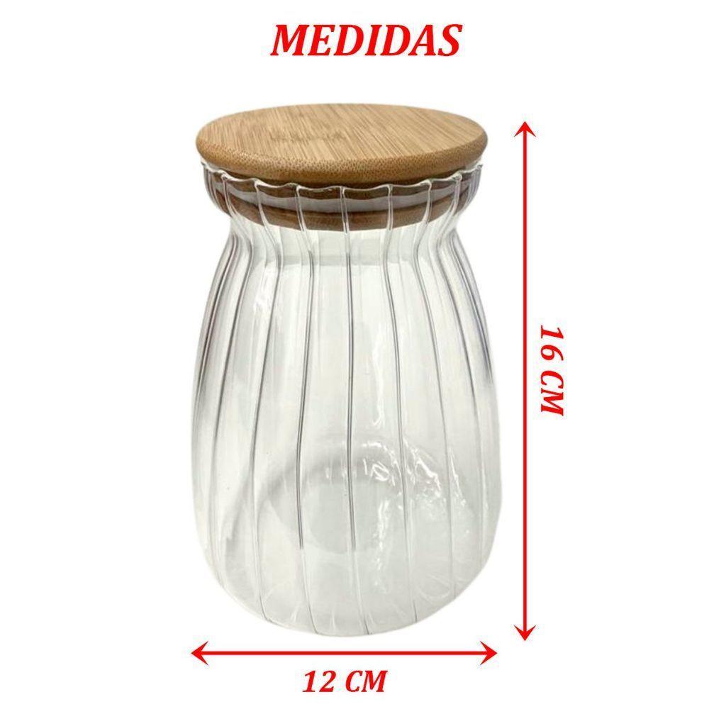Kit 6 Pote Hermético 1litro Com Tampa Bambu Recipiente Vidro - 2