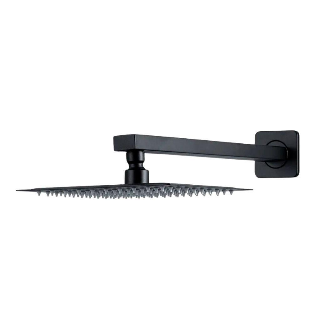 Ducha Quadrada Slim 20x20cm Com Braço 40cm Inox Preta Domum - 1