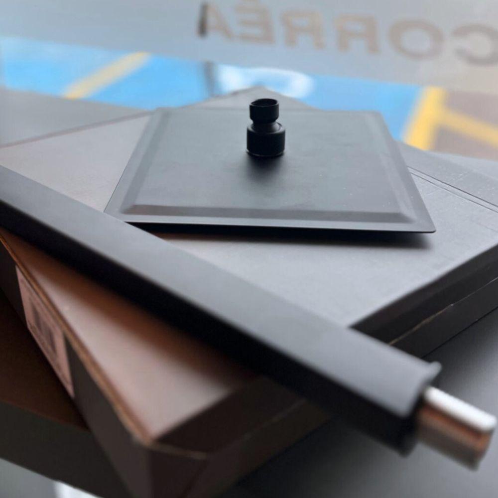 Ducha Quadrada Slim 20x20cm Com Braço 40cm Inox Preta Domum - 3