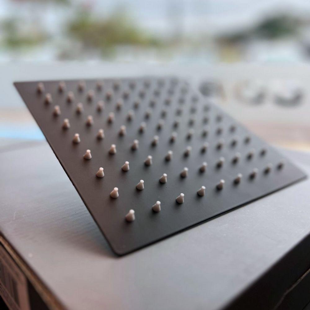 Ducha Quadrada Slim 20x20cm Com Braço 40cm Inox Preta Domum - 7