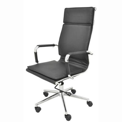 Cadeira Giratória Alta Valência Soft Rivatti Revestida Poliuretano Preto Base Rodizio Nylon Preto