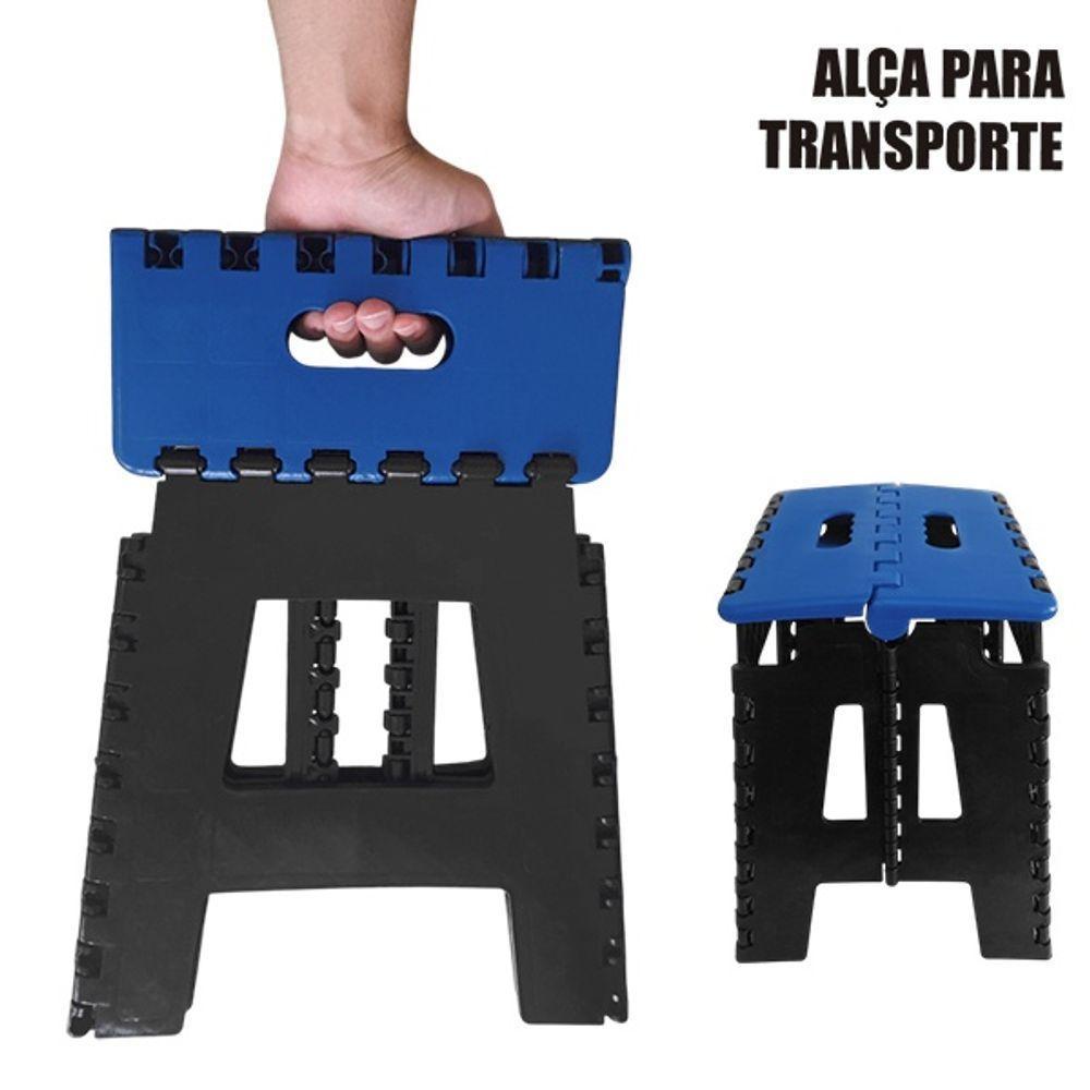 Banco Multiuso Dobrável Portátil Até 100kg Plástico Durável Com Alça Azul Escuro - 5