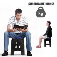 Banco Multiuso Dobrável Portátil Até 100kg Plástico Durável Com Alça Azul Escuro