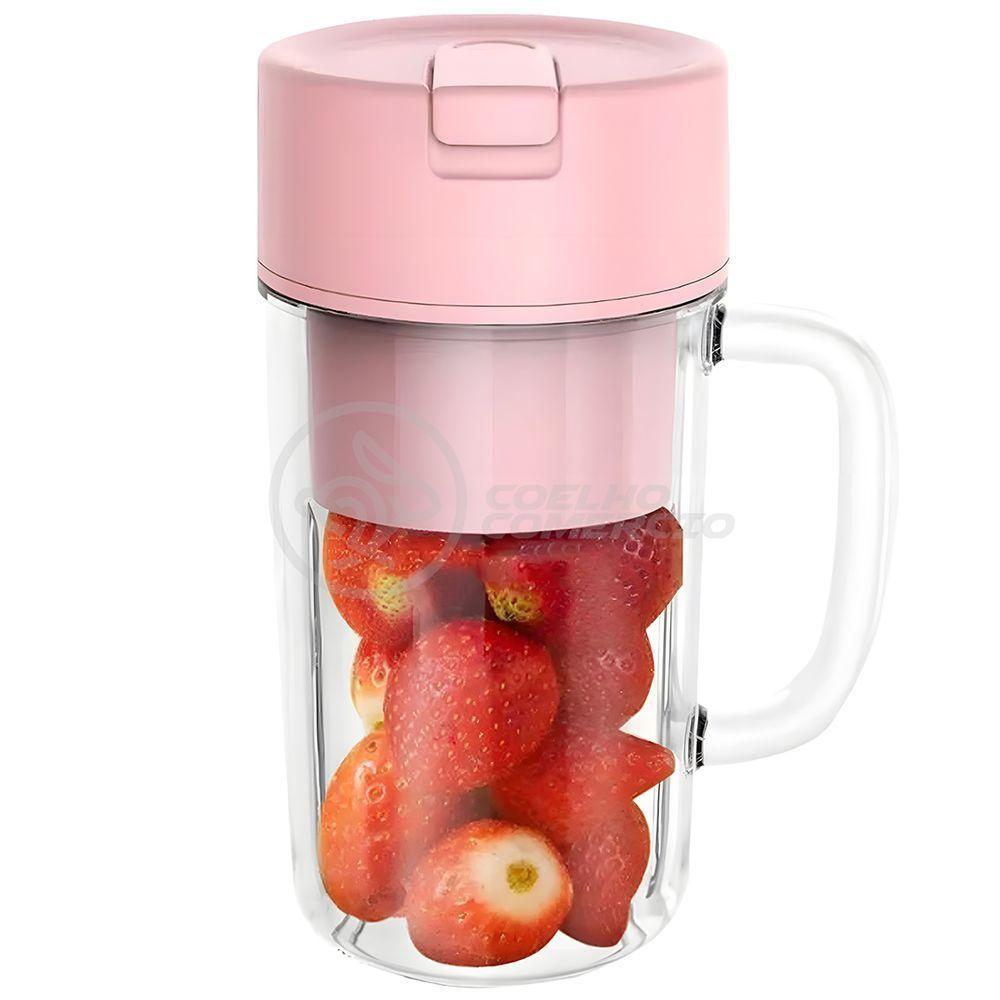 Copo Triturador Portátil L-898 Recarregável Caneca Rosa Misturadora De Alimentos Frutas - 2