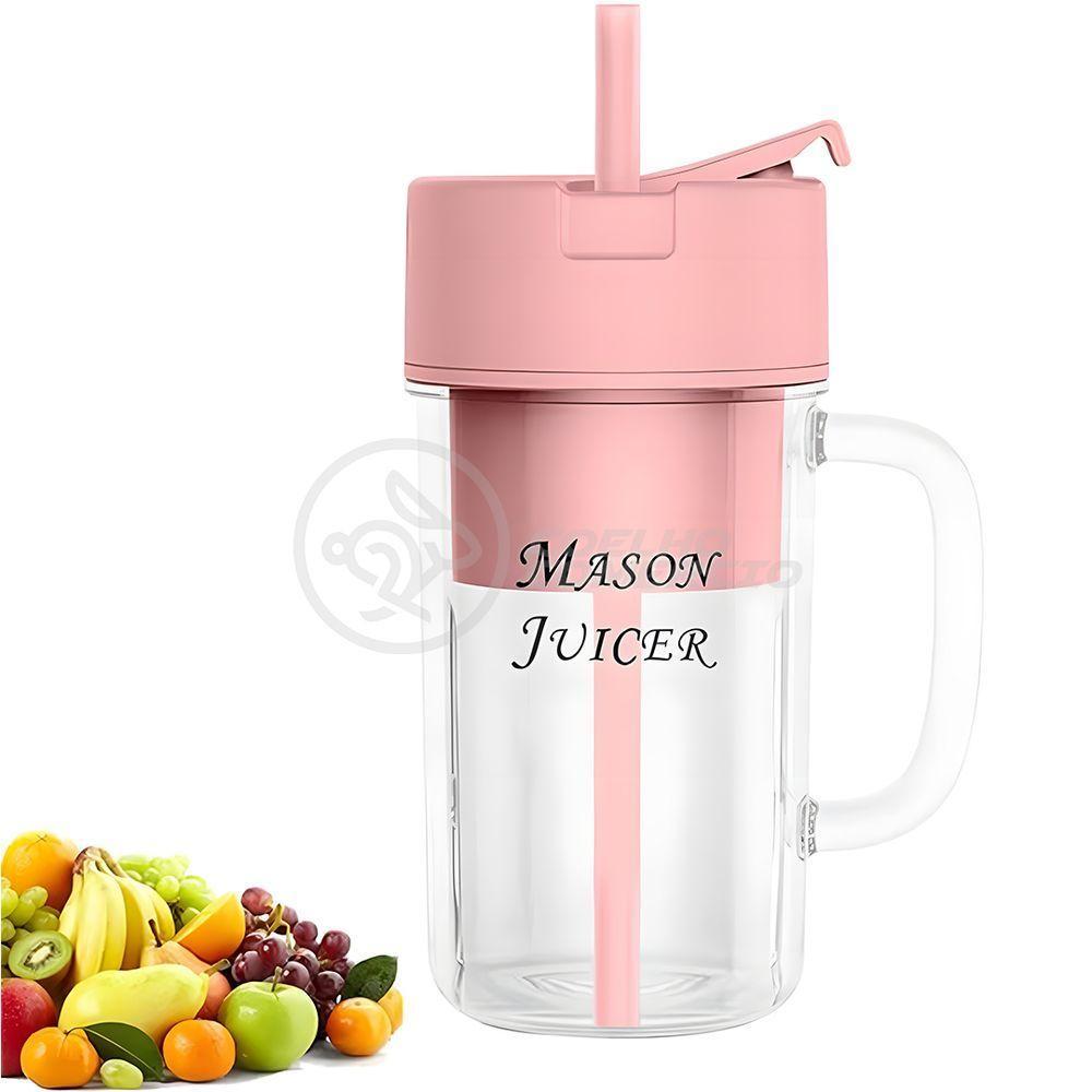 Copo Triturador Portátil L-898 Recarregável Caneca Rosa Misturadora De Alimentos Frutas - 4