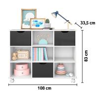 Nicho Organizador Branco 3 Gavetas Com Rodízios Dritex gavetas Pretas - 3