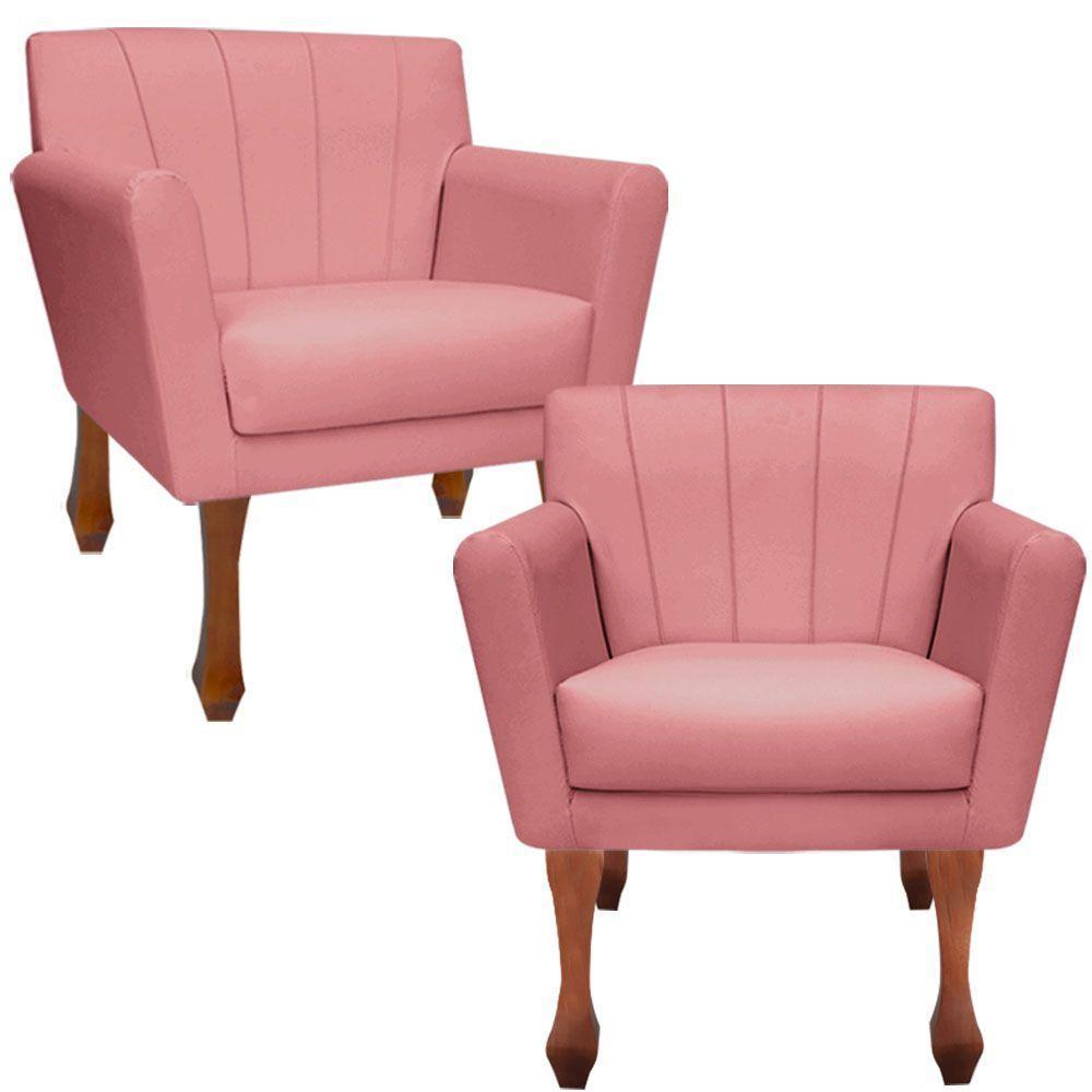 Kit Recamier Sofá Divã Clinica 180 + 2 Poltrona Iza Retro suede Rose - 3