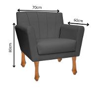 Kit Recamier Sofá Divã Clinica 180 + 2 Poltrona Iza Retro suede Cinza - 6