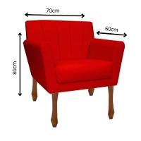 Kit Recamier Sofá Divã Clinica 180 + 2 Poltrona Iza Retro suede Vermelho - 6