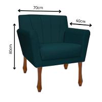 Kit Recamier Sofá Divã Clinica 140 + 2 Poltrona Iza Retro suede Azul - 6