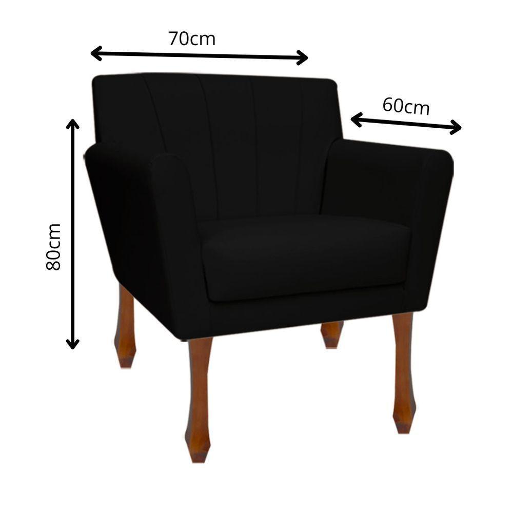 Kit Recamier Sofá Divã Clinica 140 + 2 Poltrona Iza Retro sintetico Preto - 6