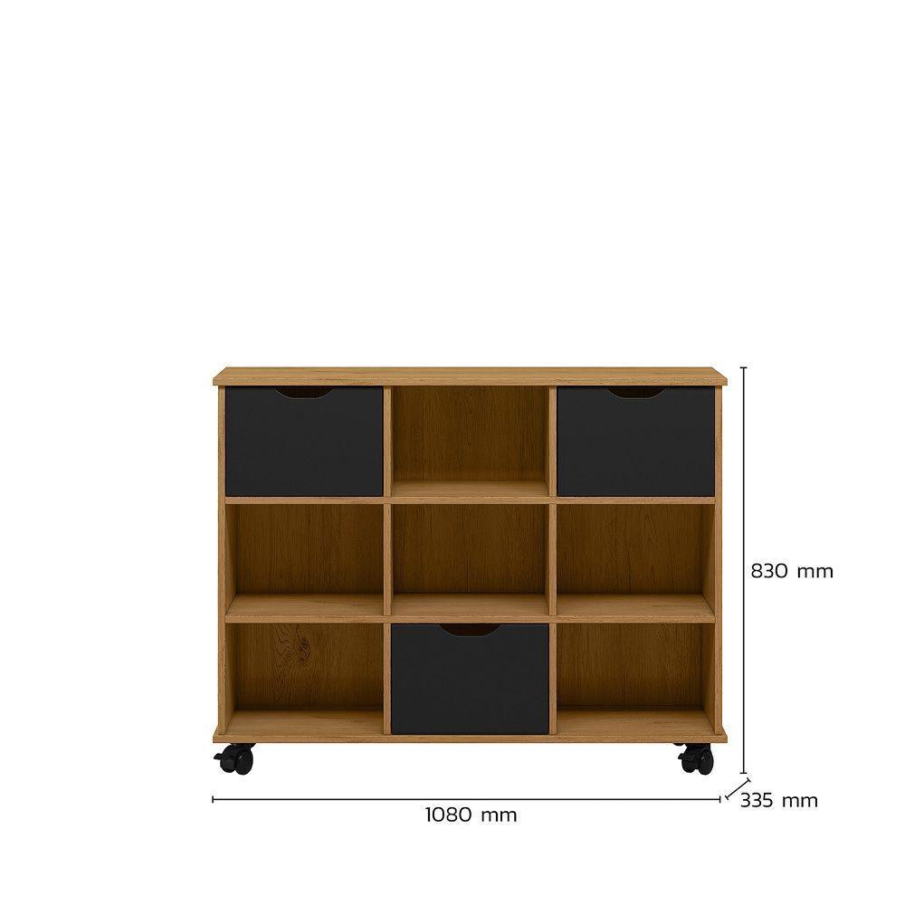 Nicho Organizador Freijó 3 Gavetas Com Rodízios Dritex gavetas Pretas - 3