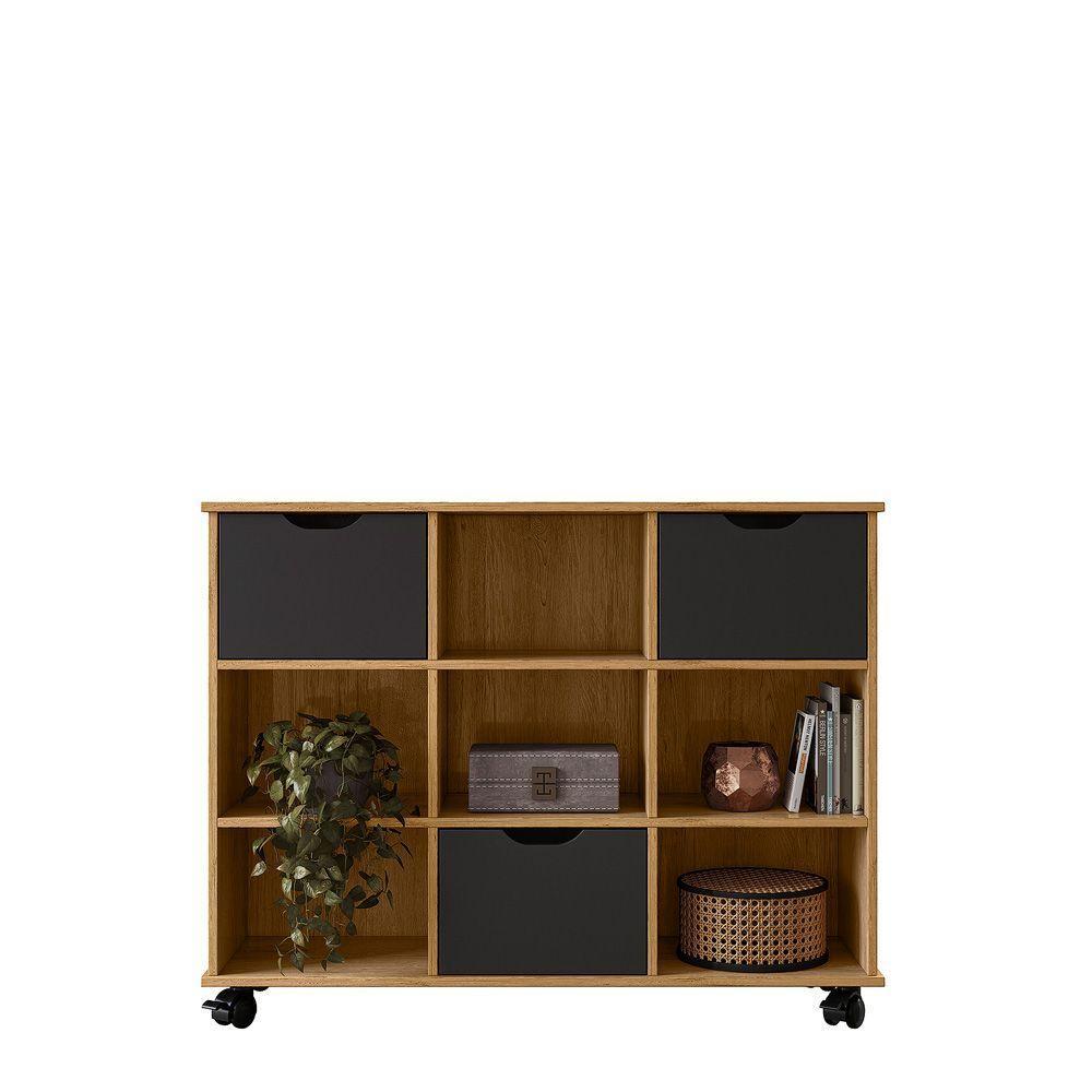 Nicho Organizador Freijó 3 Gavetas Com Rodízios Dritex gavetas Pretas - 4