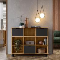 Nicho Organizador Freijó 3 Gavetas Com Rodízios Dritex gavetas Pretas - 1