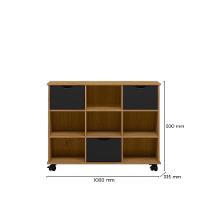 Nicho Organizador Freijó 3 Gavetas Com Rodízios Dritex gavetas Pretas - 3