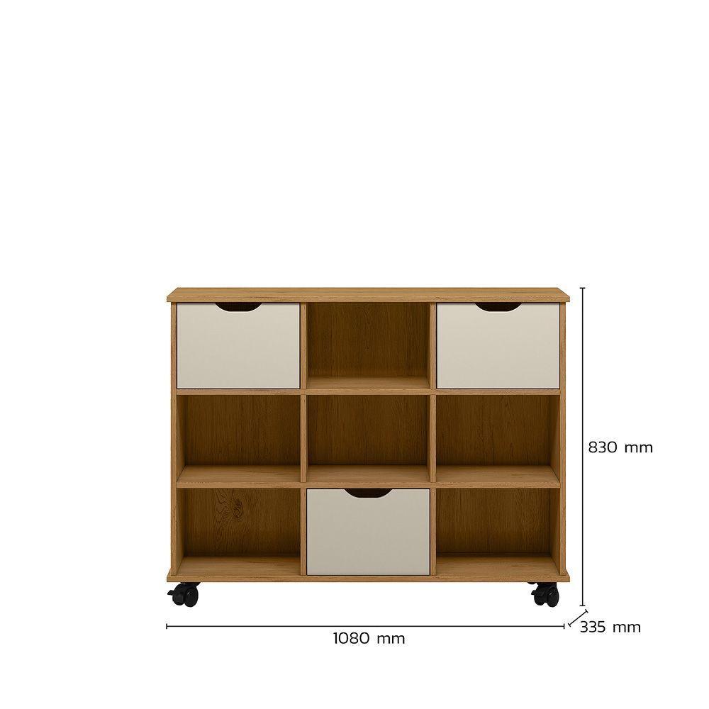 Nicho Organizador Freijó 3 Gavetas Com Rodízios Dritex gavetas Brancas - 3