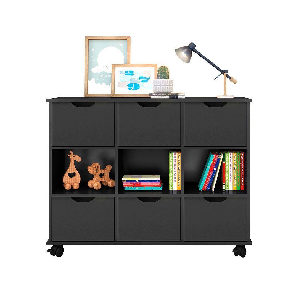 Nicho Organizador Preto 6 Gavetas Com Rodízios Dritex gavetas Pretas - 2