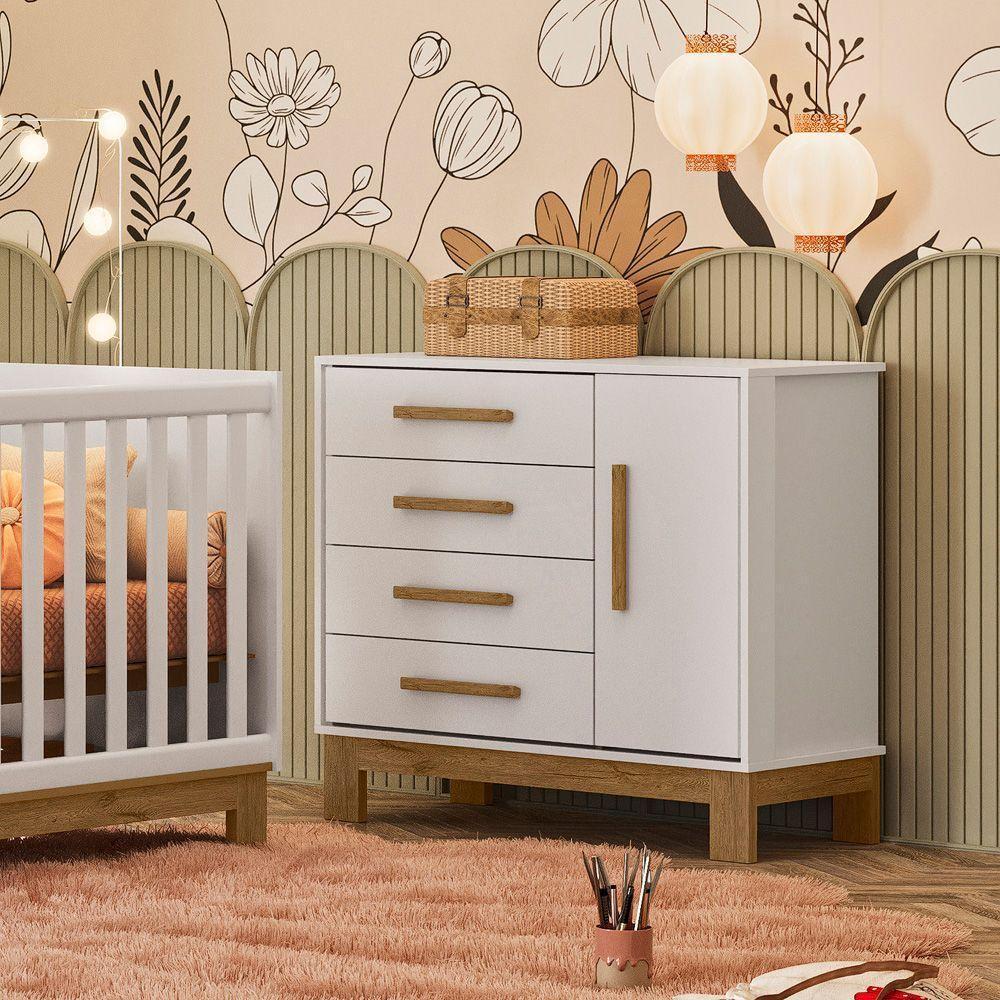 Cômoda Para Quarto Infantil Q Encanto Slim branco Acetinado - 1