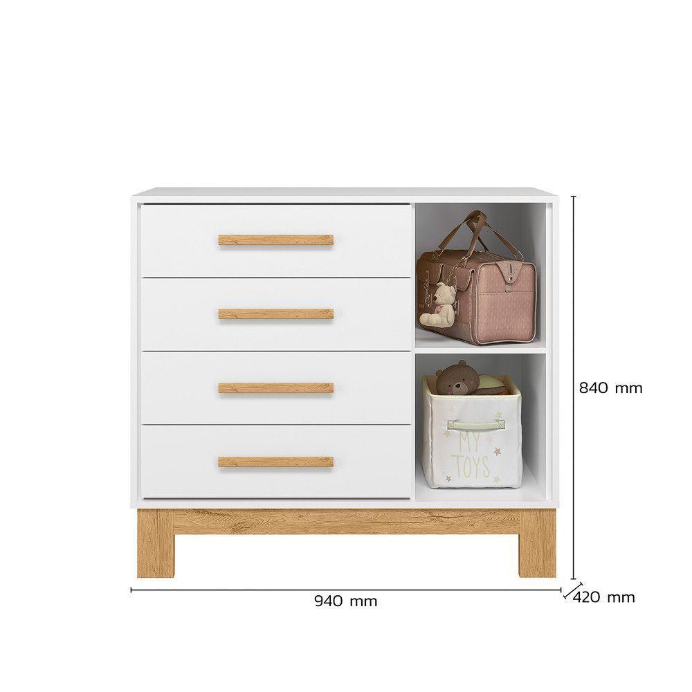 Cômoda Para Quarto Infantil Q Encanto Slim branco Acetinado - 2