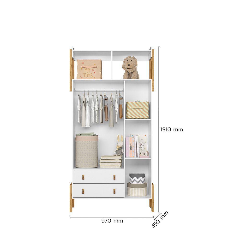 Jogo De Quarto Infantil Guarda Roupa E Cômoda Fantasia Branco Acetinado - 3