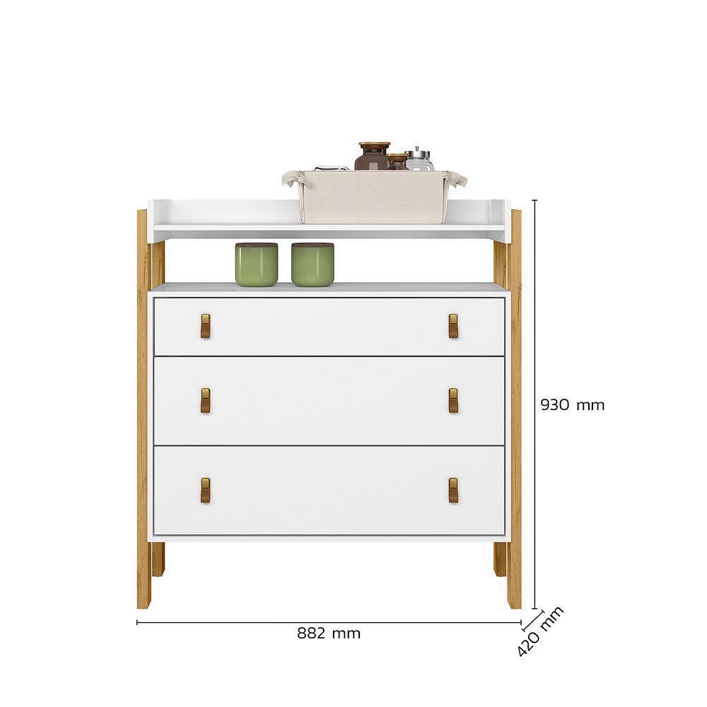 Jogo De Quarto Infantil Guarda Roupa E Cômoda Fantasia Branco Acetinado - 6