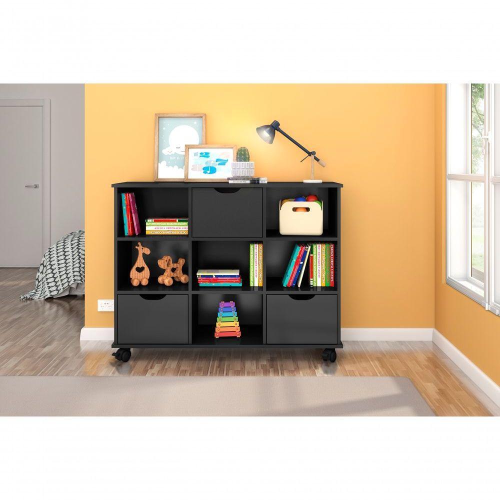 Nicho Organizador Preto 3 Gavetas Com Rodízios Dritex gavetas Pretas - 1