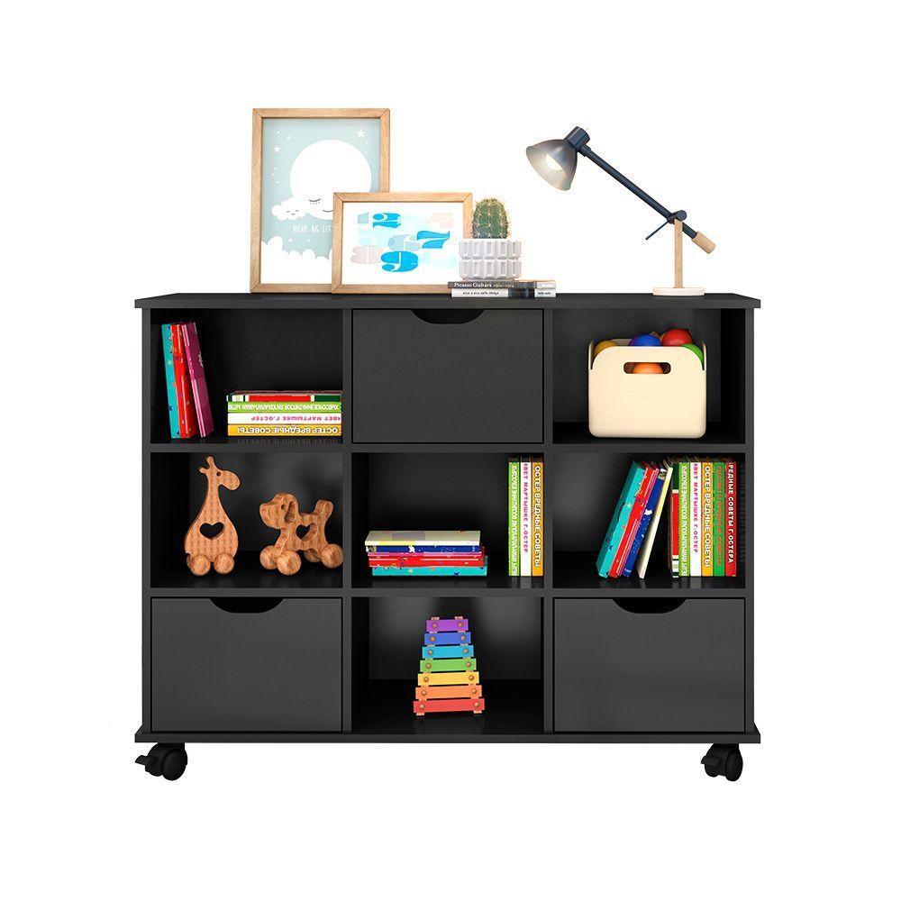 Nicho Organizador Preto 3 Gavetas Com Rodízios Dritex gavetas Pretas - 2