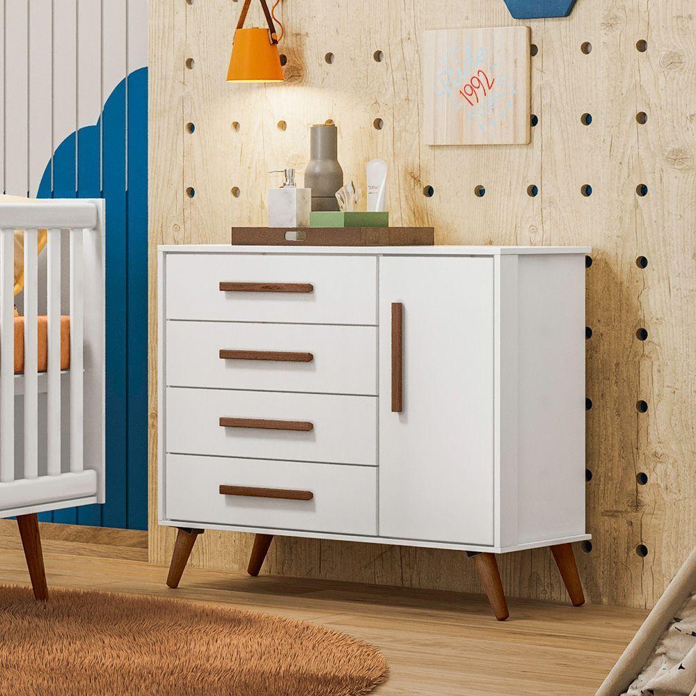 Cômoda Para Quarto Infantil Q Encanto Retro branco Acetinado - 1