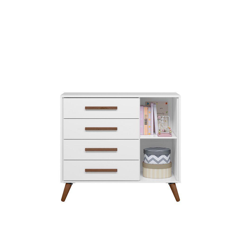 Cômoda Para Quarto Infantil Q Encanto Retro branco Acetinado - 3