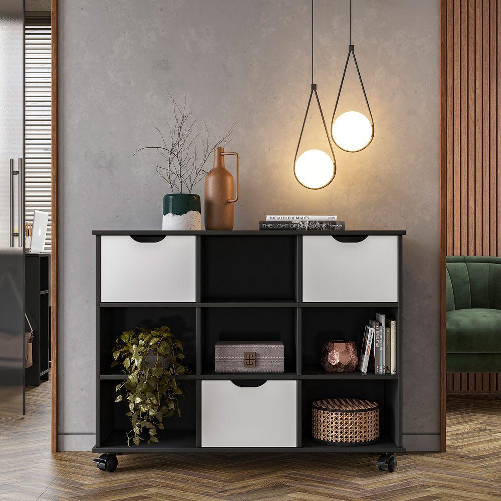 Nicho Organizador Preto 3 Gavetas Com Rodízios Dritex gavetas Brancas - 1