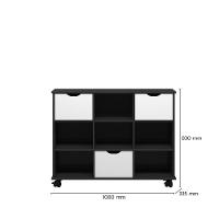 Nicho Organizador Preto 3 Gavetas Com Rodízios Dritex gavetas Brancas