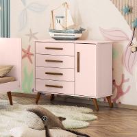 Cômoda Para Quarto Infantil Q Encanto Retro rosa Acetinado - 1